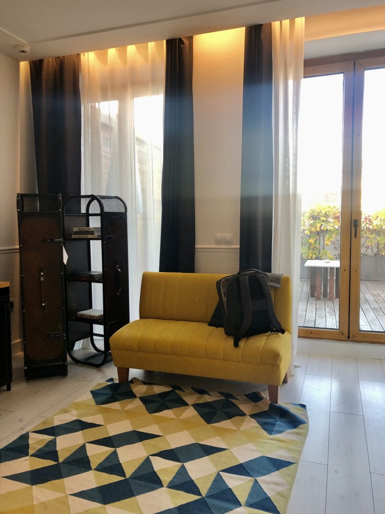 sitting area in our room at 7 Islas Hotel Madrid